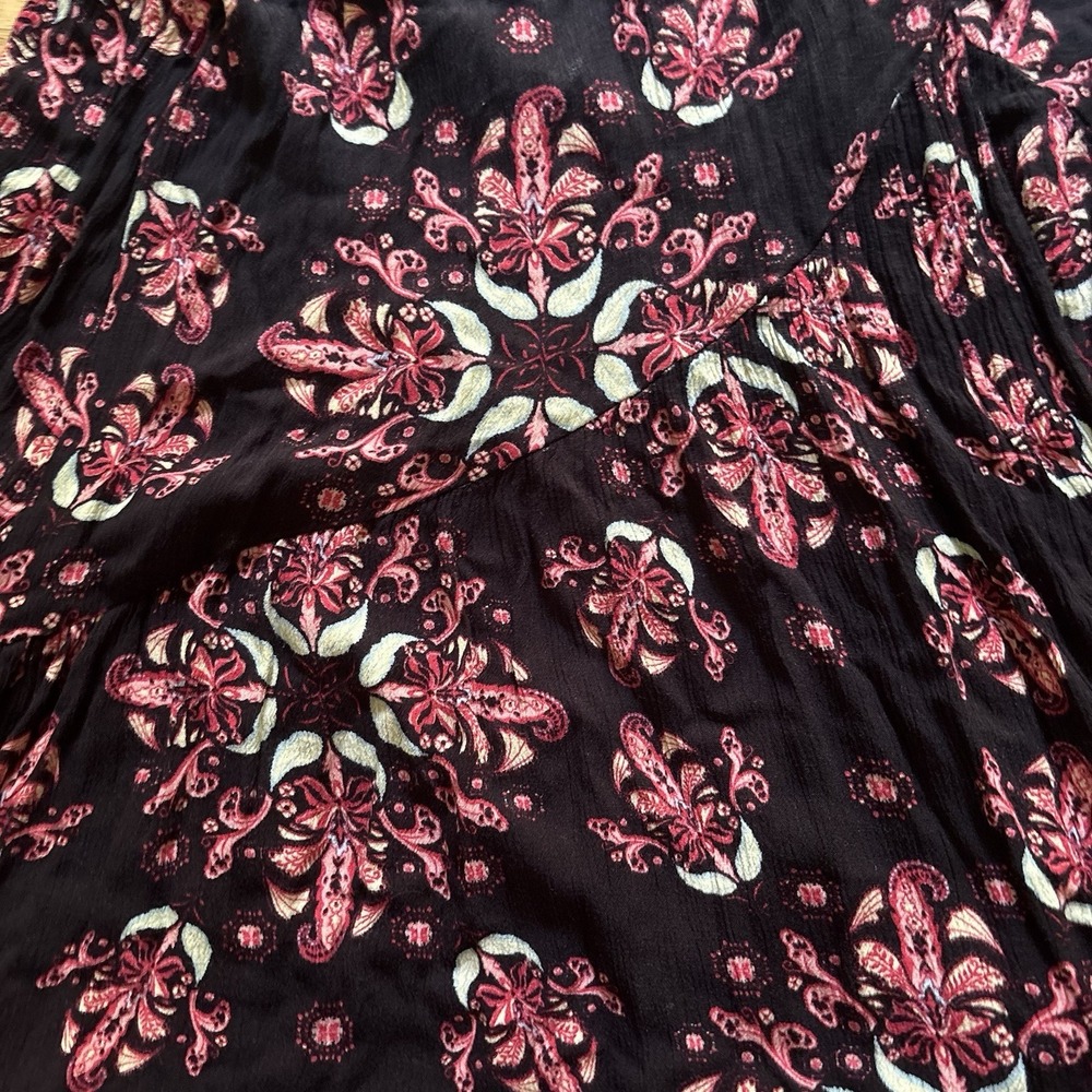 Earthbound Womens Maxi Skirt Medium Red Paisley Floral Boho Festival Front Slit - Picture 10 of 11